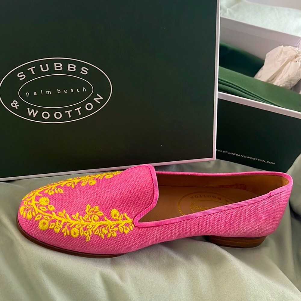 Stubbs and Wootton of the Palm Beaches Vine pink women’s slipper size 8